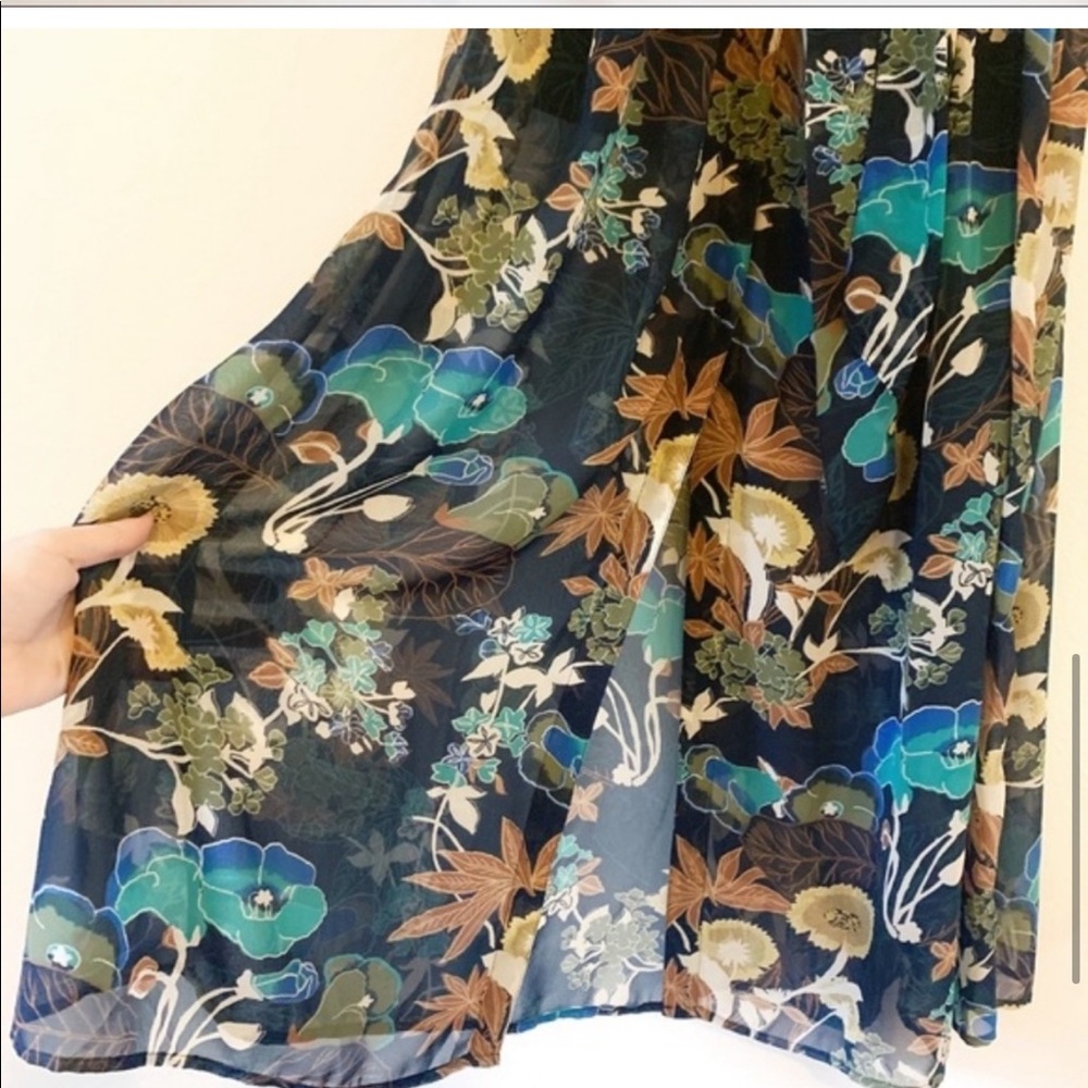 ❌SOLD❌H&M conscious long sleeve chiffon maxi Boho dress semi-sheer with belt - Picture 8 of 10